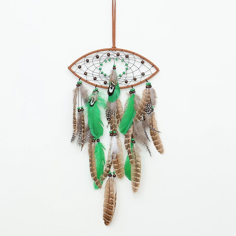Star Moon Feather Leather Rope Wind Chime Wall Hanging Decorative Art|Home Decor Wall Art