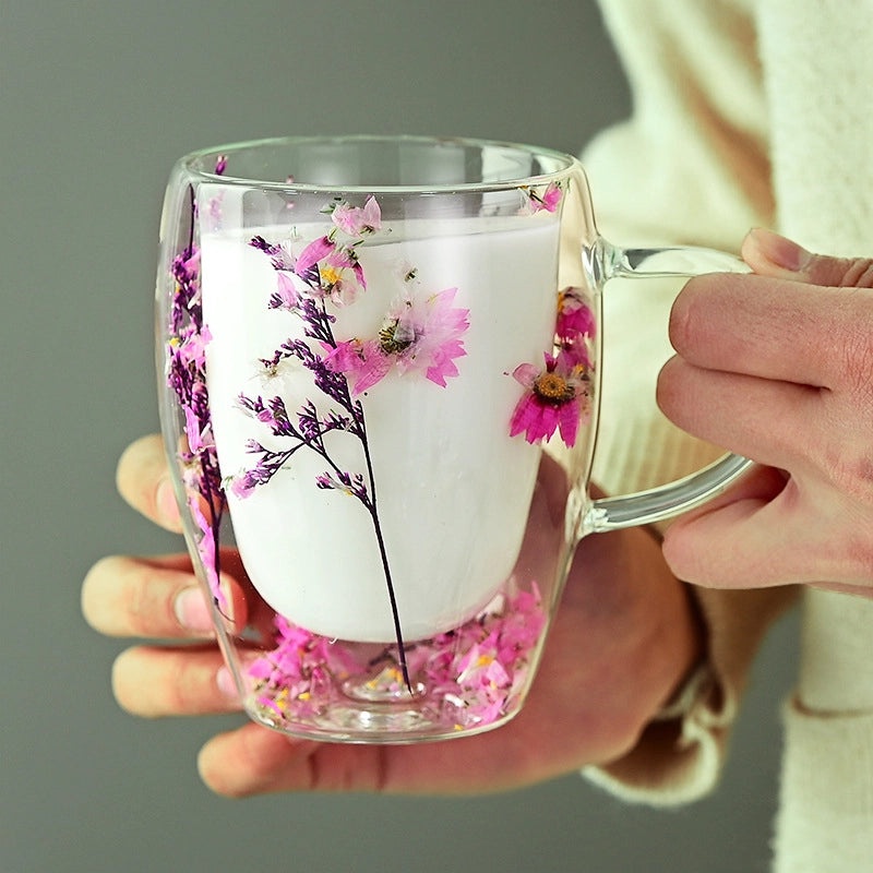 Floral Borosilicate Glass Mug for Vacation & Everyday Use | Drinkware & Mugs