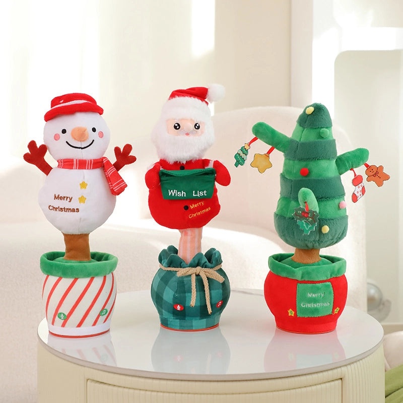 Christmas Plush Toys Set | Stuffed Santa Claus, Snowman & Tree | Soft PP Cotton Holiday Decorations | Holiday Stuffed Animals | Christmas Plush T