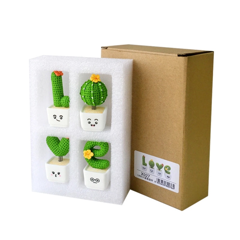 Valentine's Day Cactus Resin Ornament Mini Car Decoration Small Potted Plant Garden Decor|Home & Garden Decor