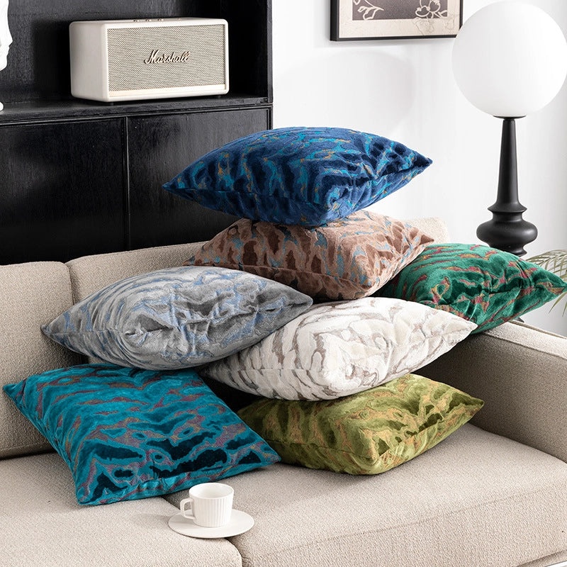 French Style Luxury Velvet Jacquard Waist Pillow Cushion for Sofa Bedside Back Support|Home Decor Pillows