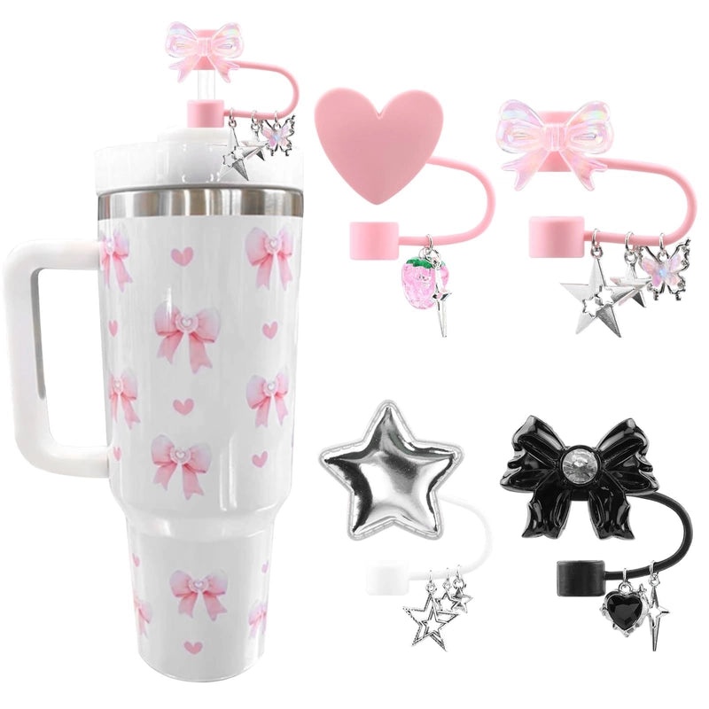 Adorable Star Bow Knot Silicone Straw Cap Set|Drink Accessories