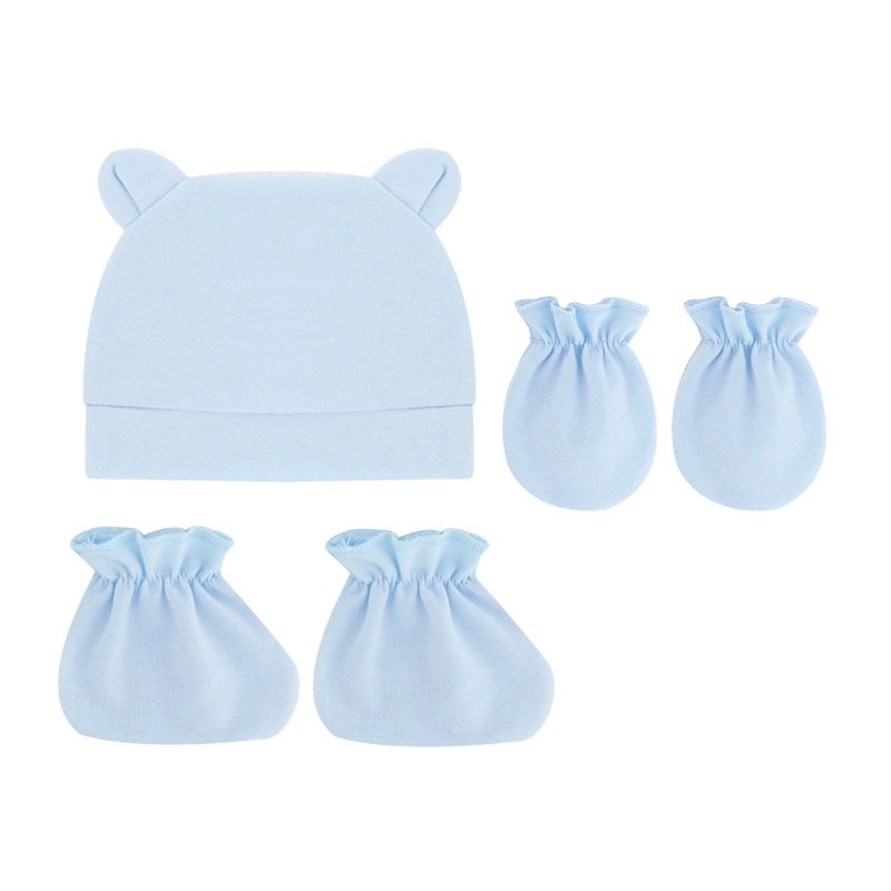 Newborn Baby 3 Piece Set Solid Color Hat Gloves and Foot Cover 0-3 Months|Baby Accessories
