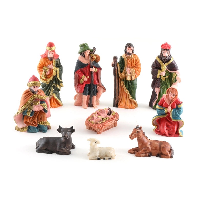 10-Piece Christmas Nativity Jesus Ornaments Set | Religious Holiday Resin Figurines | Christmas Decorations | Home & Garden