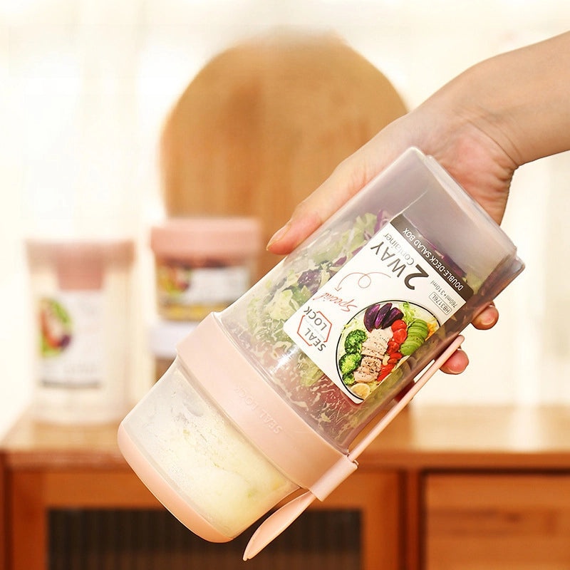 Portable Double-layer Salad Cup with Leak-proof Lid for Fruits and Breakfast | Kitchen & Dining