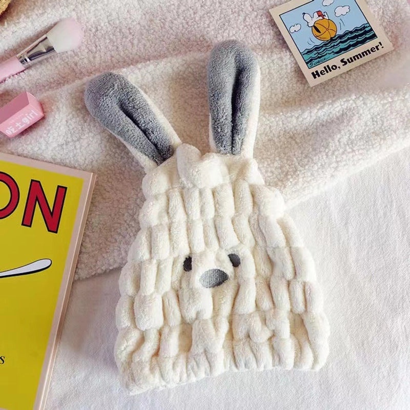 Cute Rabbit Ear Hair Drying Cap Quick-Dry Absorbent Towel for Kids | Kids Hair Accessories