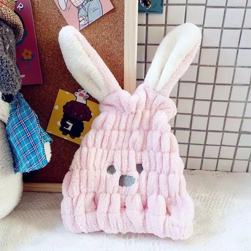 Cute Rabbit Ear Hair Drying Cap Quick-Dry Absorbent Towel for Kids | Kids Hair Accessories