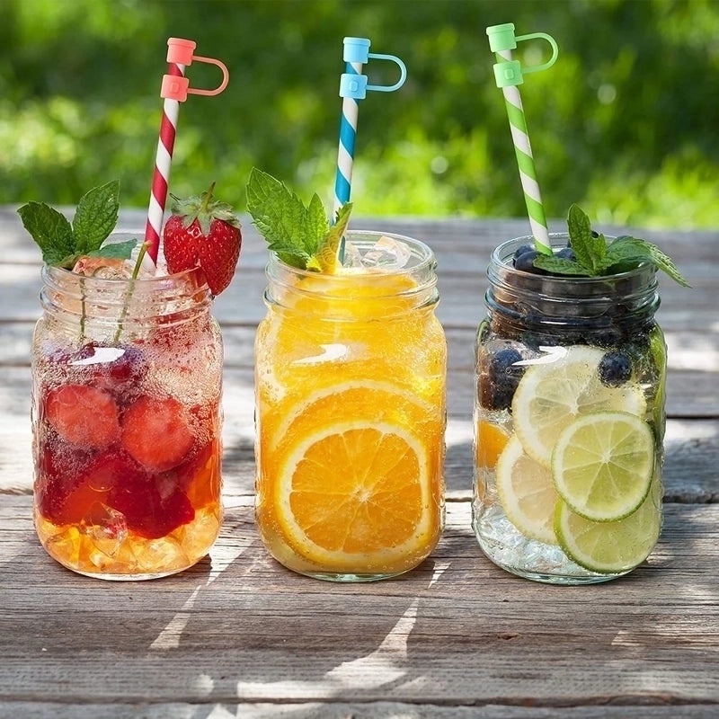 Silicone Straw Cap for Casual Use, Solid Color Decorative Cover | Drink Accessories