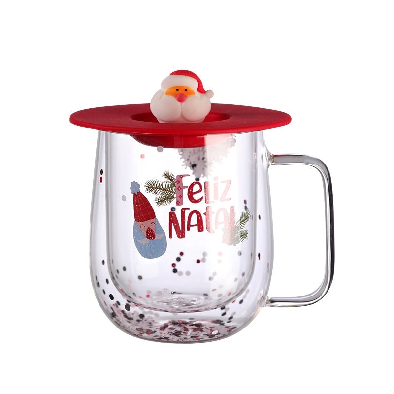 Christmas Cartoon Borosilicate Glass Water Bottle Casual Vacation Style | Drinkware & Water Bottles