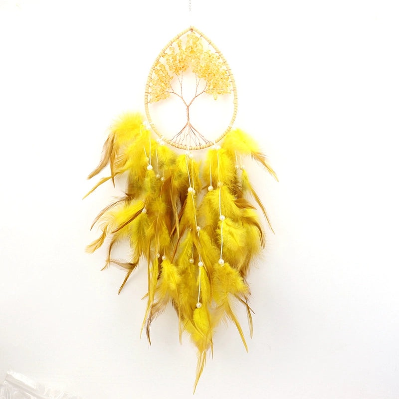 Minimalist Feather Crystal Metal Dreamcatcher Decor | Home Decor