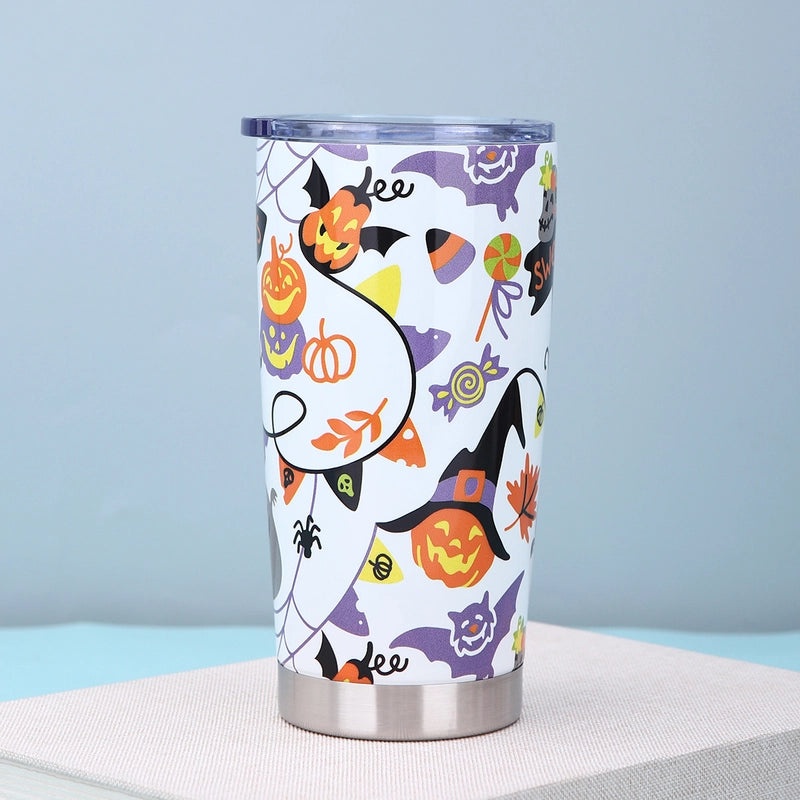 Halloween Pumpkin Bat Skull Stainless Steel Water Bottle 500ml | Halloween Accessories