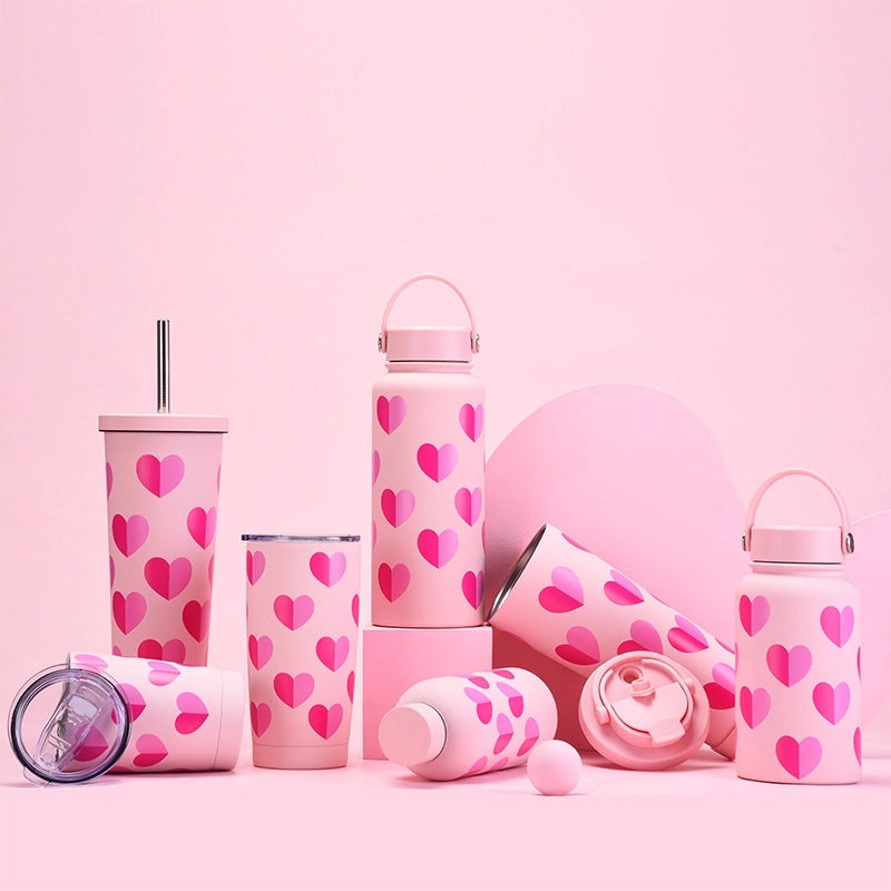 Red Heart Stainless Steel Thermos Cup 304 Material 1 Pc|Drinkware & Thermoses