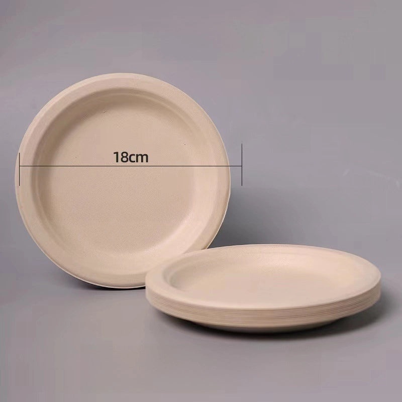 Disposable Biodegradable Sugarcane Pulp Paper Plates Thickened Dinner Plates for BBQ Cake Kindergarten DIY | Party Supplies & Disposable Tablewar
