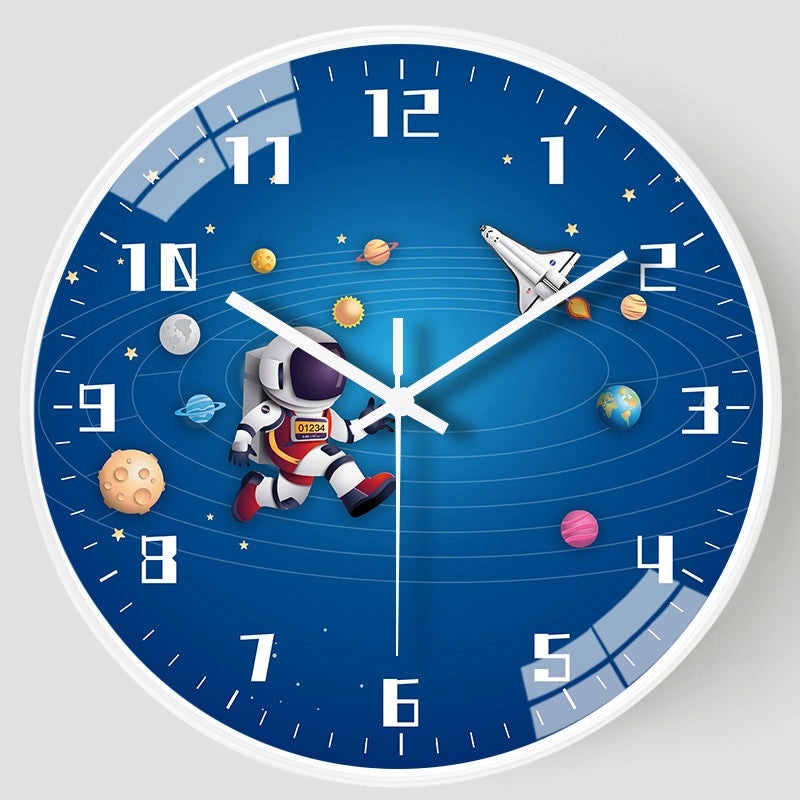 Adorable Round Astronaut Clock with Plastic Glass Face | Home Decor Clocks