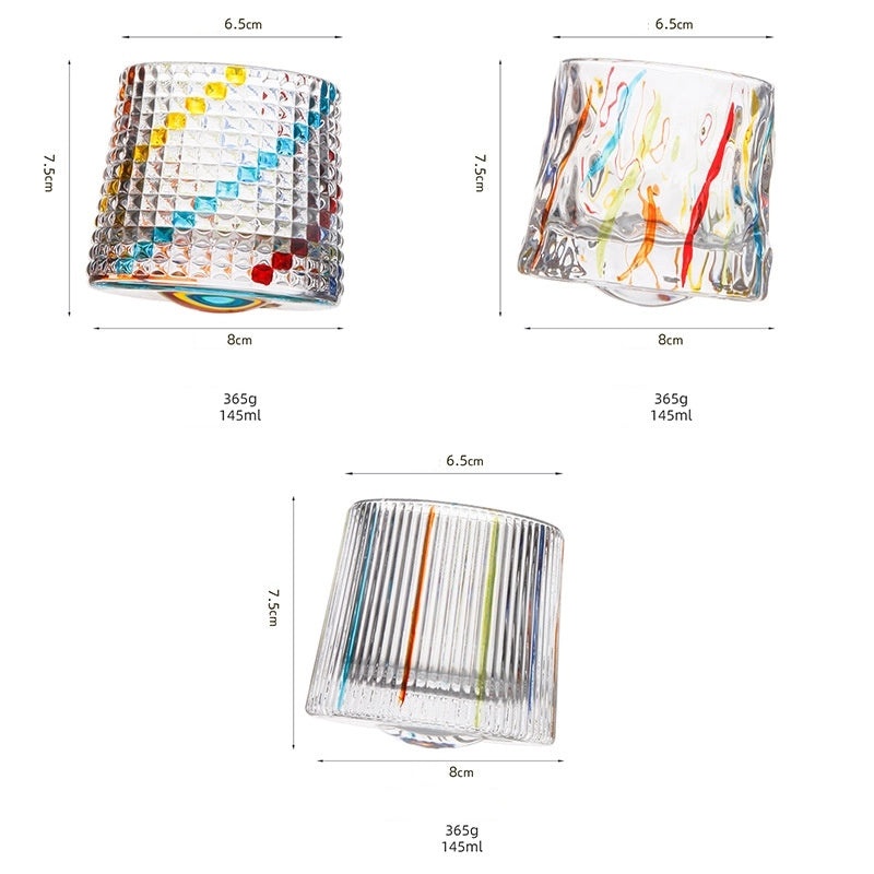 Elegant Striped Lattice Glass Wine Glass Set | Glassware & Drinkware