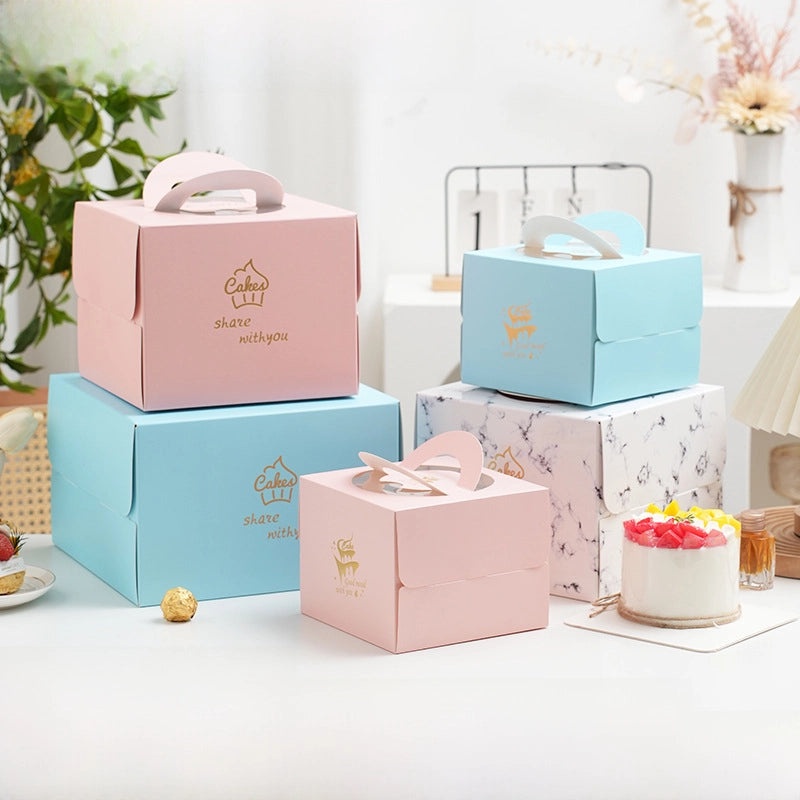 加厚便携生日蛋糕包装盒，适用4寸及6寸蛋糕，烘焙防潮盒|蛋糕包装盒及配件