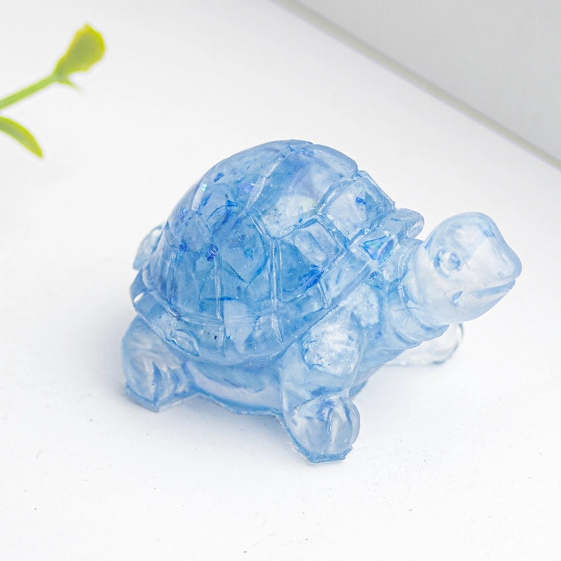 Minimalist Tortoise Figurine with Natural Crystal Accents|Home Decor