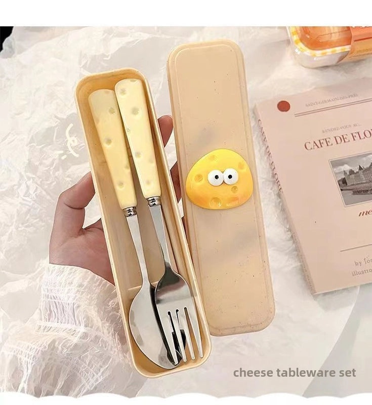 Light Luxury Stainless Steel Cutlery Set Portable Fork Spoon Cheese Dessert Tableware|Kitchen & Dining