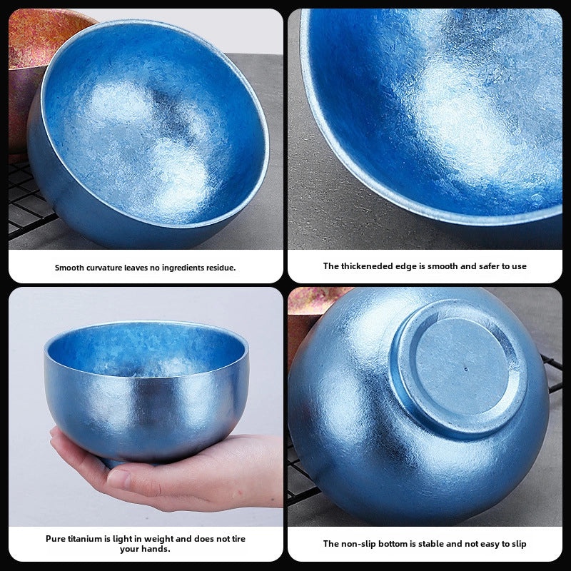 纯钛双层加厚饭碗 高端餐厅用户外保温钛合金汤碗 家用多功能圆形餐具|餐具厨具