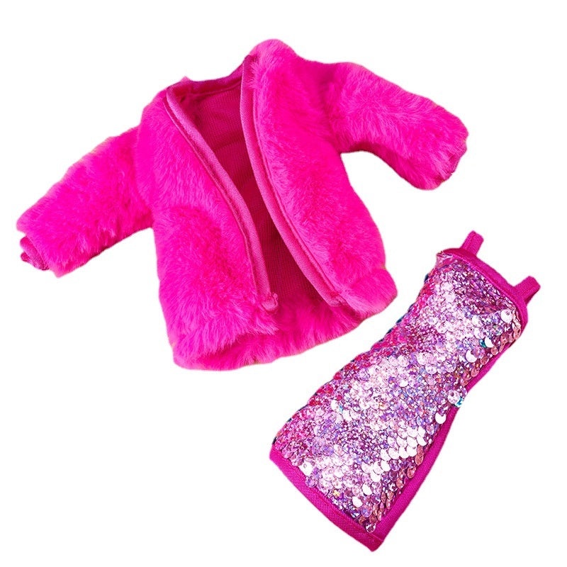 Winter Plush Vest Jacket and Skirt Set for 30CM 11 Inch Baby Doll | Doll Clothing