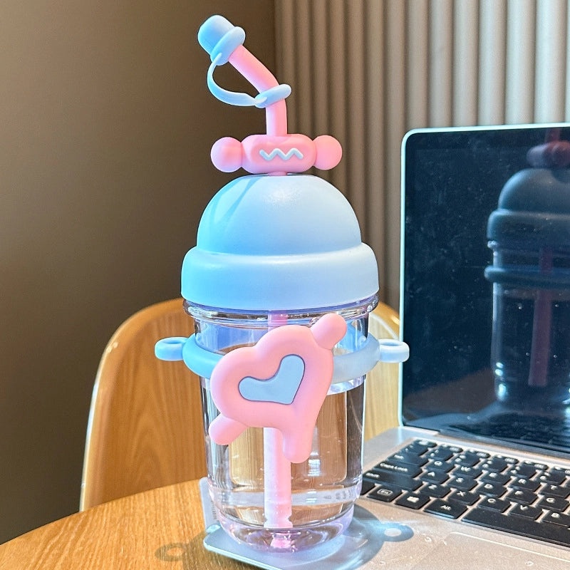 Adorable Red Heart Shaped Plastic Water Bottle Single Piece | Drinkware & Bottles