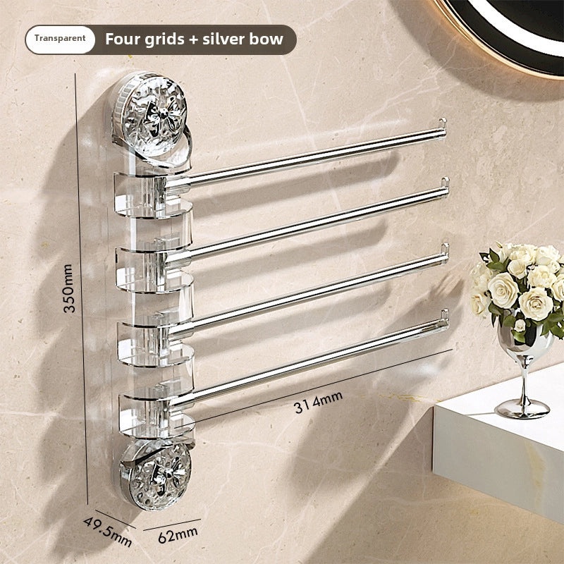 Rotating Wall-mounted Suction Cup Towel Rack Punch-free Bathroom Multi-bar Organizer|Bathroom Accessories
