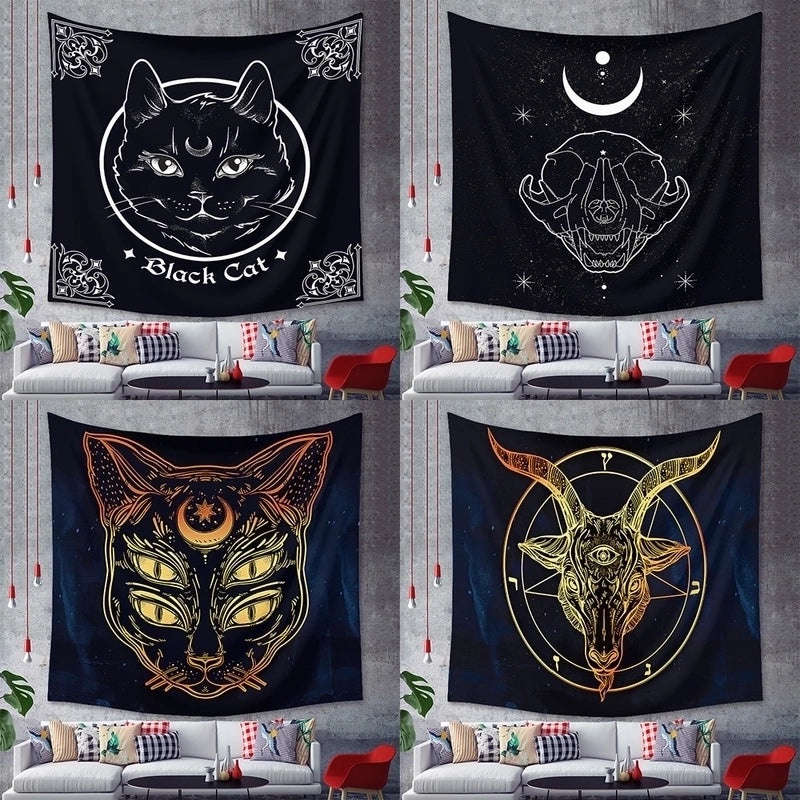Black Cat Wall Tapestry for Home Decor | Home Decor & Wall Art