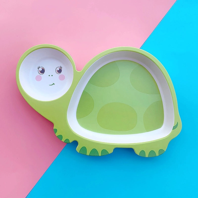 Cute Cartoon Bamboo Fiber Kids Plate Baby Dish Grid for Household Kindergarten Use|Children's Tableware