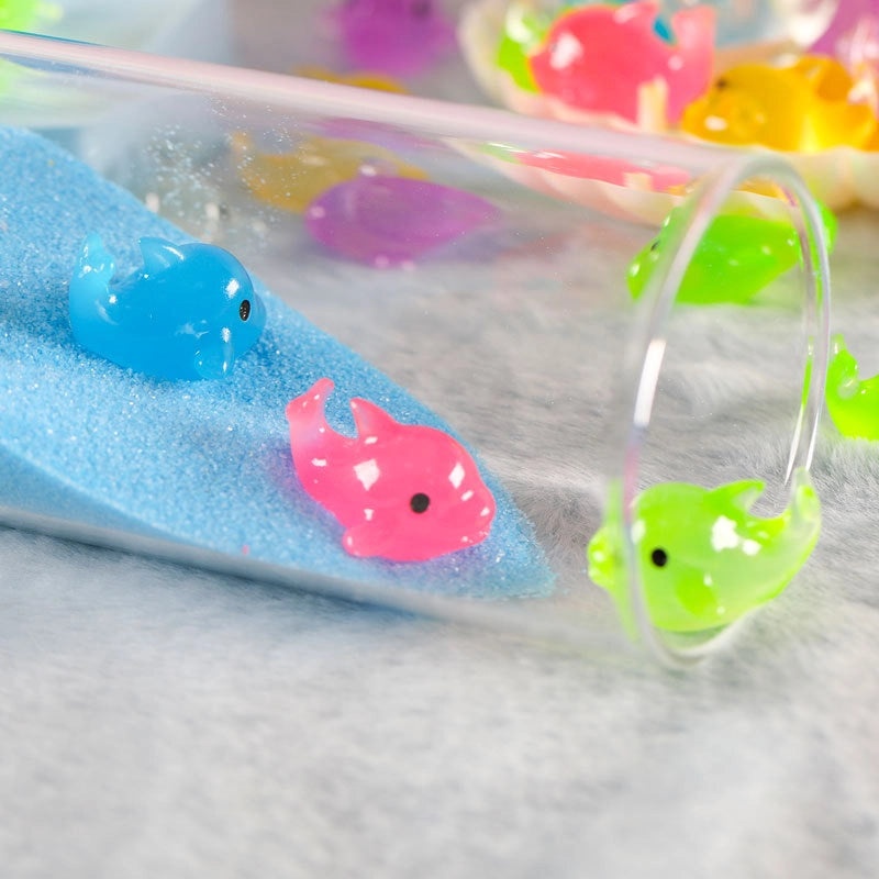 100 Pieces Colorful Dolphin Luminous Doll Resin Pendants for Micro Landscape Jewelry Craft Decorations|Jewelry & Craft Supplies