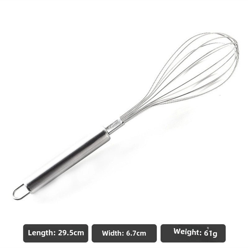 304 Stainless Steel Manual Egg Beater Whisk Thickened Mixing Rod for Noodles and Baking|Kitchen Utensils & Baking Tools