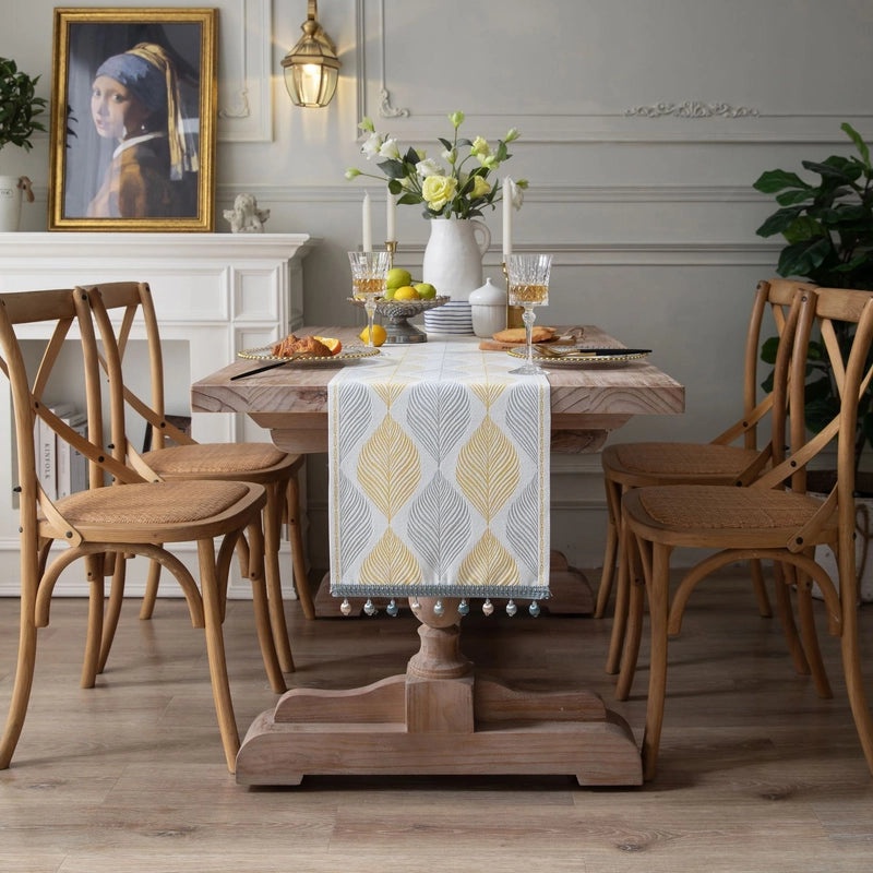 Yi Qiyun Christmas Jacquard Table Runner with Pine Deer Design Perfect for Dining, Tea Table, Bed, and TV Cabinet|Home Decor