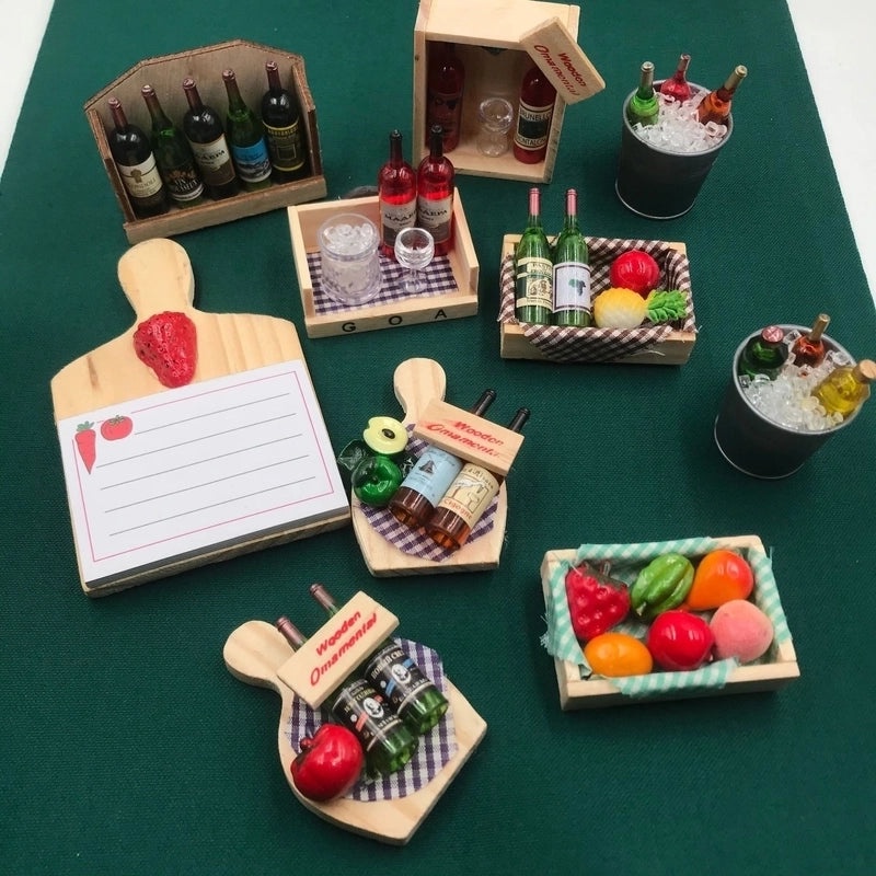 Cute 3D Red Wine Bottle Fruit Wooden Fridge Magnets for Kitchen Decoration|Home & Kitchen Accessories