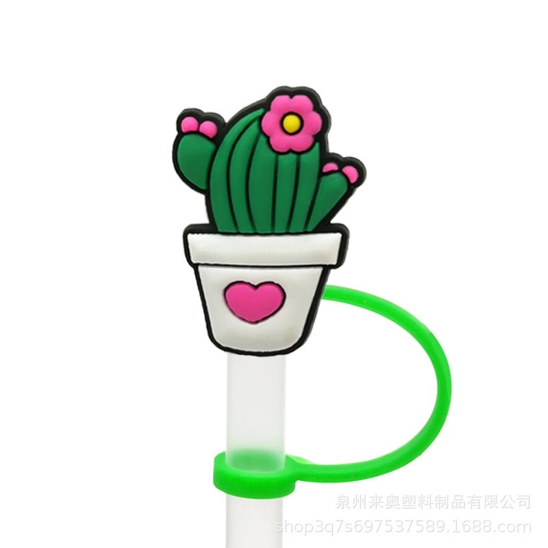 Cute Fruit Plant Silicone Straw Cap Dust Cover Personalized PVC Drink Straw Sleeve|Drinkware Accessories
