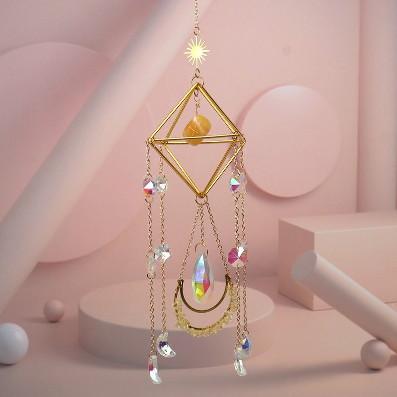 Geometric Agate Suncatcher Wall Hanging Minimalist Decor | Home Decor & Wall Art