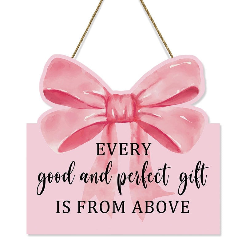 Wooden Bow Knot Wall Art with Sweet Letter Design|Home Decor & Wall Art