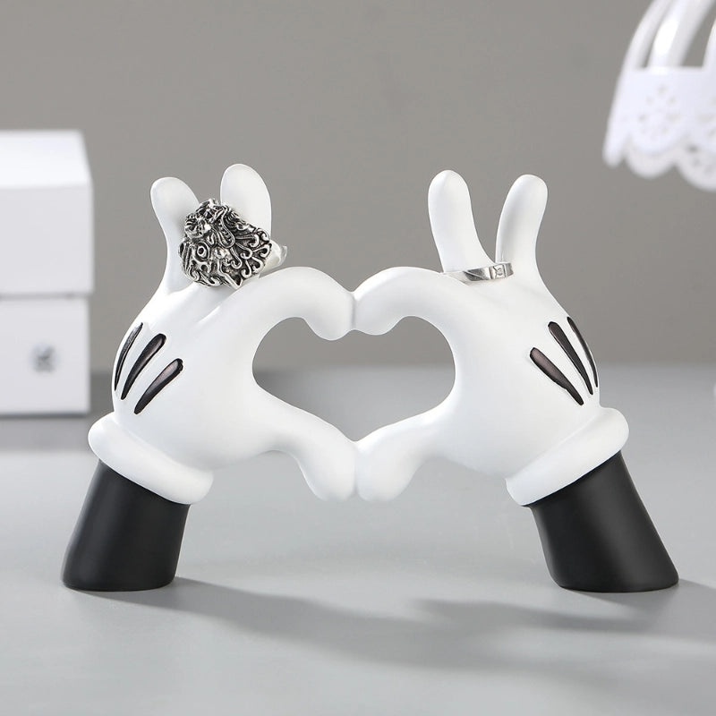 Cute Cartoon Heart Gesture Resin Ornaments for Home Decor | Decorative Figurines