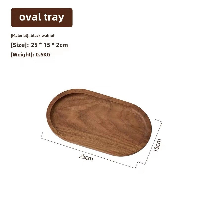 Japanese-style Oval Wooden Tray Solid Black Walnut Rectangular Plate Small Exquisite Tea Coffee Serving Tray|Home & Kitchen > Kitchen & Dining > 