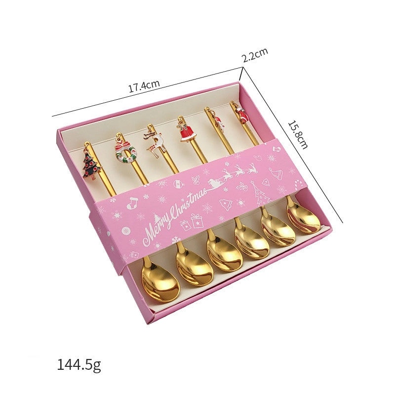 Christmas Tree Santa Claus and Elk Stainless Steel Tableware Set|Holiday Kitchen & Dining