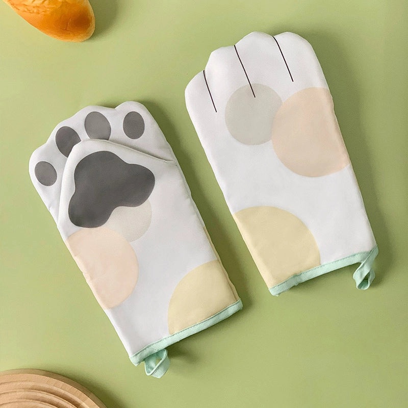 Cotton Heat Resistant Gloves with Minimalist Polka Dot Design|Kitchen & Dining Accessories