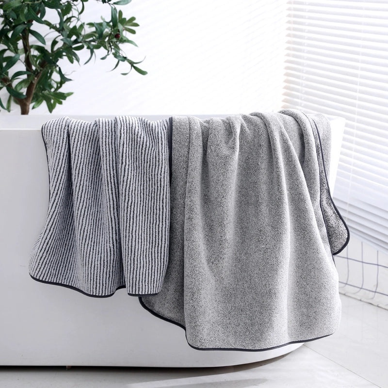 Antibacterial Bamboo Charcoal Fiber Thick Coral Fleece Large Absorbent Bath Towel for Adults|Home & Bath Textiles