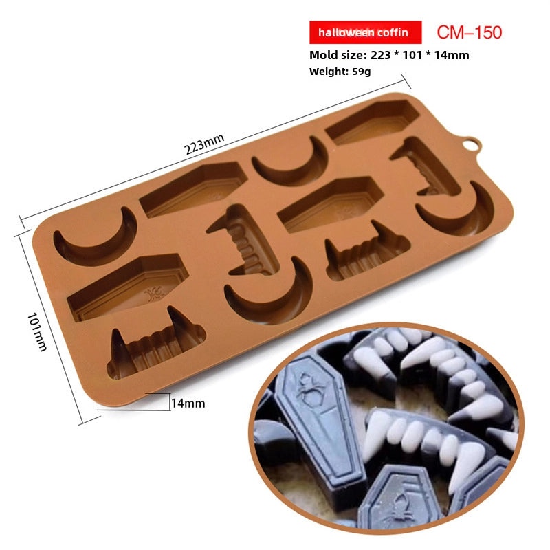 Halloween Pumpkin Wine Bottle Chocolate Mold Soft Candy Dessert Silicone Vampire Teeth Mold | Halloween Baking Molds