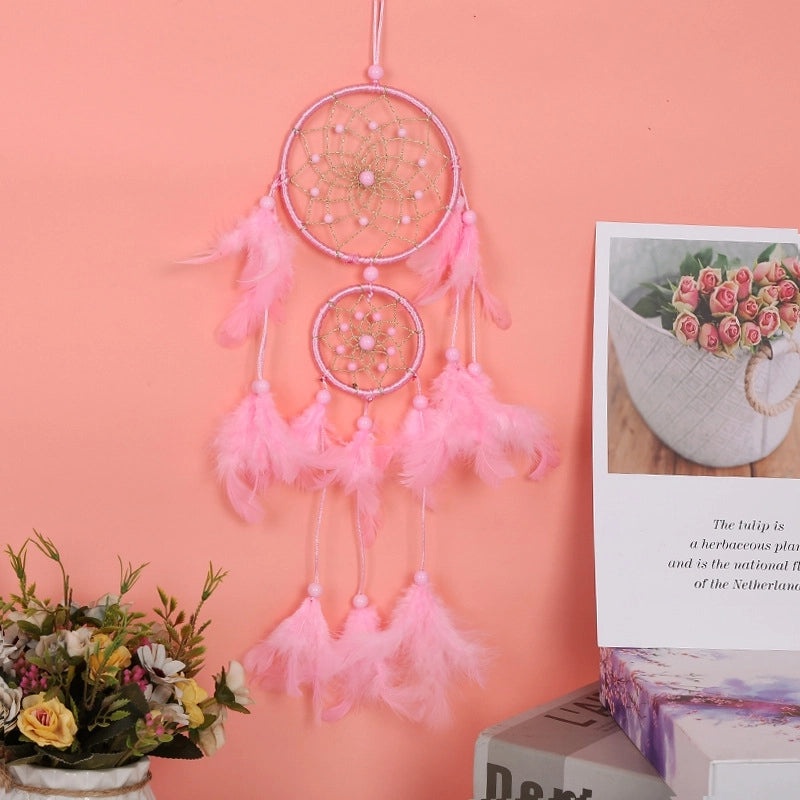 Boho Chic Dreamcatcher with Wooden Beads and Feathers | Home Decor