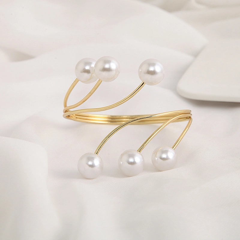 Modern Minimalist Six-Pearl Metal Curtain Tieback Punch-Free Living Room Curtain Holder|Home Decor & Curtain Accessories