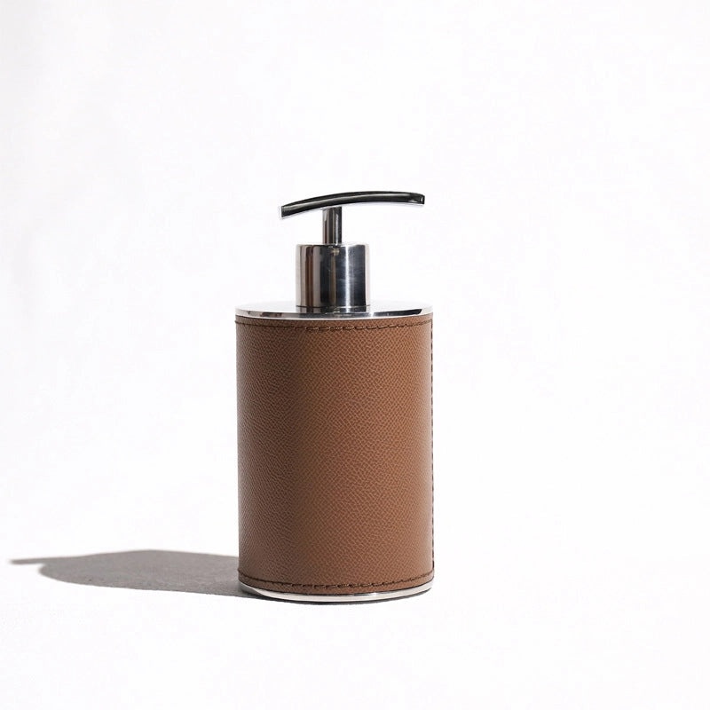 Modern European Soft Stainless Steel Leather Bathroom Set Soap Dispenser Toothbrush Holder 4-Piece Home Decor|Bathroom Accessories