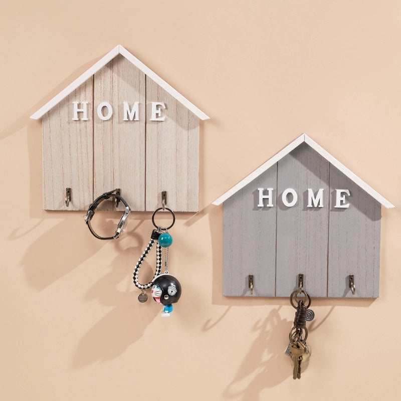 Nordic Solid Wood Wall Hook Rack Creative Porch Clothes Key Storage Box Organizer|Home Storage & Organization