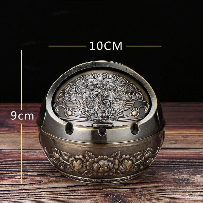 Vintage Elephant Peacock Rose Metal Ashtray Decorative Ornament|Home Decor & Accessories