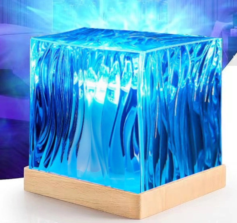 Rotating Water Pattern Night Light Imitation Log Flame Lamp Dynamic Light and Shadow Atmosphere|Home Decor Lighting