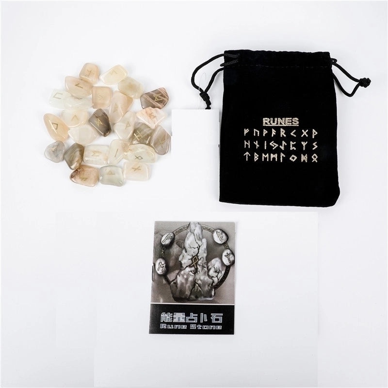 25 Natural Crystal Rune Stones Set Amorphous Spiritual Ornaments|Spiritual Healing Jewelry