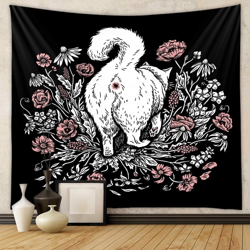 Black Cat Wall Tapestry for Home Decor | Home Decor & Wall Art