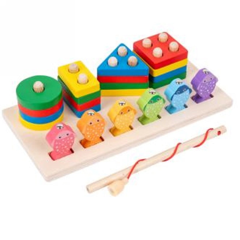Geometric Fish Wooden Building Toys for Babies 0-2 Years|Infant Developmental Toys